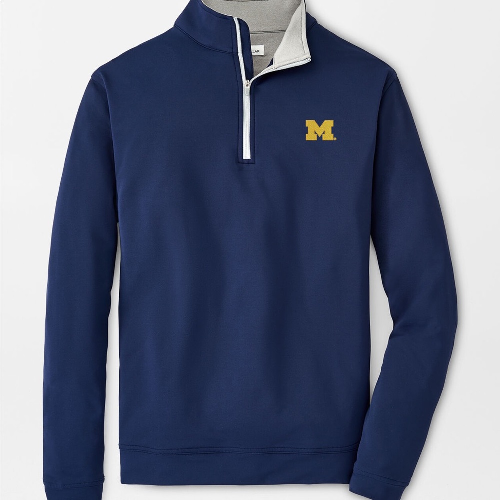 Peter Millar Men's Michigan Perth Stretch Q-Zip. GO BLUE!